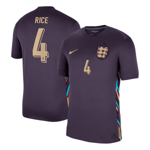 RICE #4 England Soccer Jersey Away Custom Shirt 2024