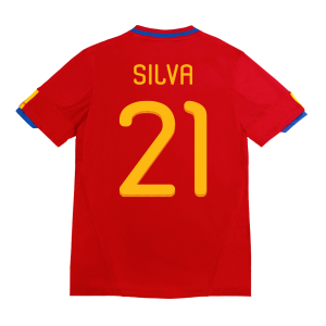 SILVA #21 Spain Retro Jersey Home Soccer Shirt 2010