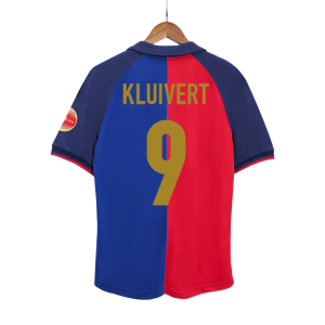 KLUIVERT #9 Barcelona Retro Jersey Home Soccer Shirt 1999/00 100th Anniversary