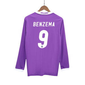 BENZEMA #9 Real Madrid Retro Jersey Away Long Sleeve Soccer Shirt 2016/17