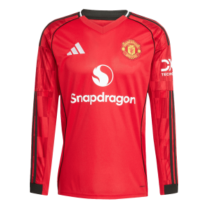Manchester United Long Sleeve Jersey Home Football Shirt 2025/26