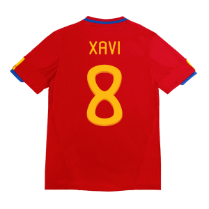 XAVI #8 Spain Retro Jersey Home Soccer Shirt 2010