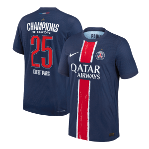 PSG CHAMPIONS #25 Home Custom Player Version Soccer Jersey 2024/25 - CHAMPIONS OF EUROPE