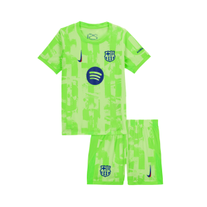 Kids Barcelona Custom Third Away Soccer Kits 2024/25 UCL Spotify Logo Without Text