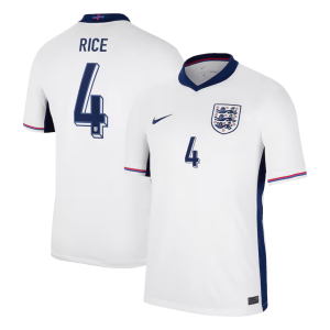 RICE #4 England Soccer Jersey Home Custom Shirt 2024