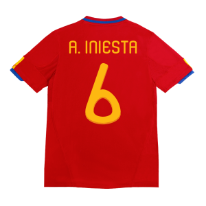 A. INIESTA #6 Spain Retro Jersey Home Soccer Shirt 2010