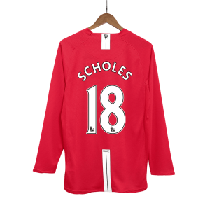 SCHOLES #18 Manchester United Retro Jersey Home Soccer Shirt 2007/08