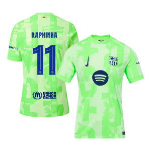 Barcelona RAPHINHA #11 Third Away Custom Player Version Soccer Jersey 2024/25 - UCL Spotify Logo Without Text
