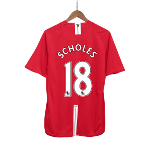 SCHOLES #18 Manchester United Retro Jersey Home Soccer Shirt 2007/08