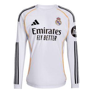 Real Madrid Long Sleeve Jersey Home Football Shirt 2025/26