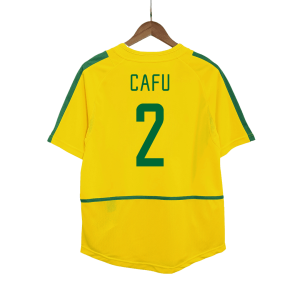 CAFU #2 Brazil Retro Jersey Home Soccer Shirt 2002/03