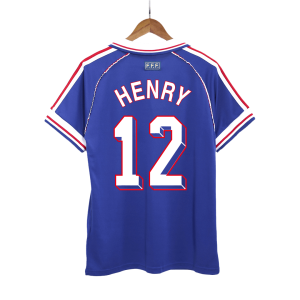 HENRY #12 France Retro Jersey Home Soccer Shirt 1998 World Cup