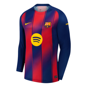 Barcelona Long Sleeve Jersey Home Football Shirt 2025/26