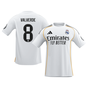 VALVERDE #8 Real Madrid Soccer Jersey Home Custom Shirt 2025/26
