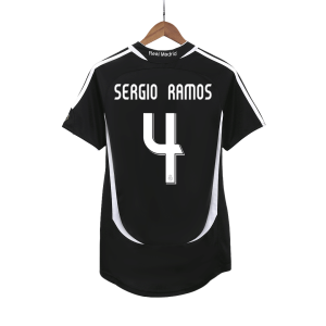 SERGIO RAMOS #4 Real Madrid Retro Jersey Away Soccer Shirt 2006/07